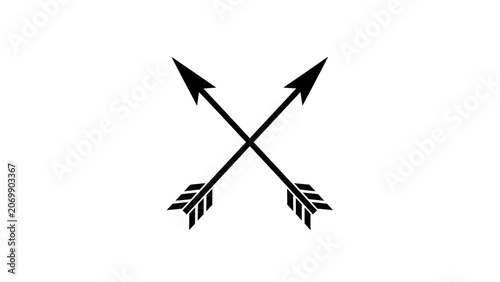 Two black arrows crossed on a white background representing direction or conflict