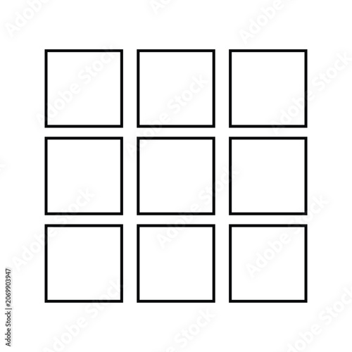 grid layout with nine empty boxes