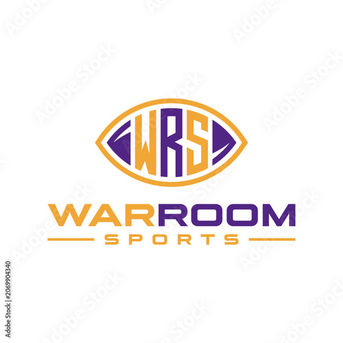 American football sports logo with the letter WRS