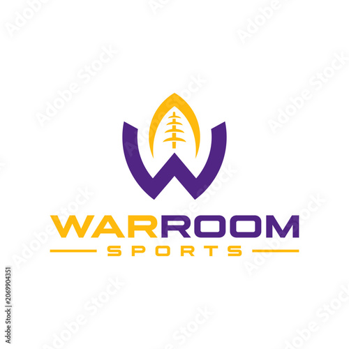American football sports logo with the letter W