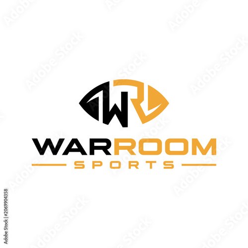 American football sports logo with the letter WR