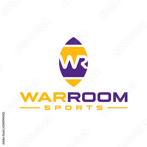 American football sports logo with the letter WR