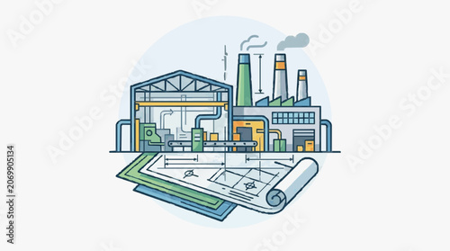 Industrial Facility Blueprint Design Concept.