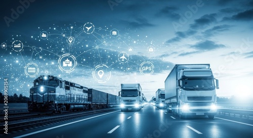 Global logistics and smart transportation network concept