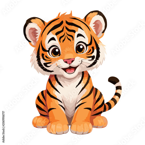 Cute Baby Tiger Cartoon Illustration