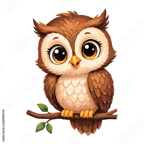Cute Baby Owl Cartoon Illustration