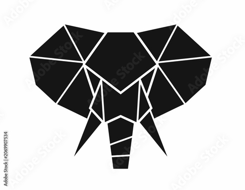 Geometric Elephant Head Polygon Vector Logo