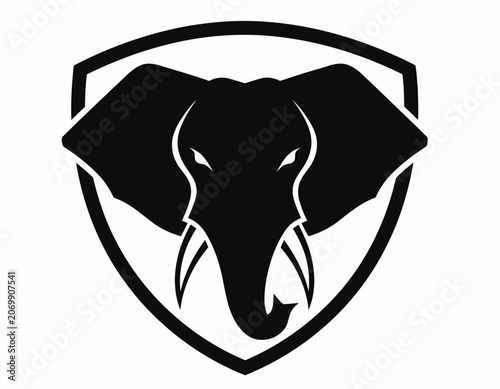 Elephant Shield Emblem Vector Logo