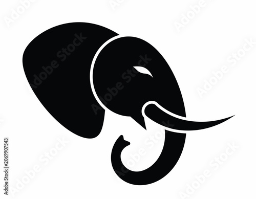 Minimal Icon Style Elephant Vector Logo