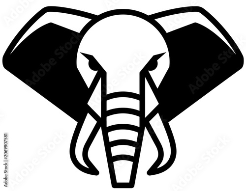 Minimal Flat Elephant Face Vector Logo