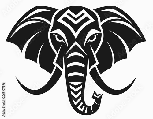 Tribal Elephant Head Vector Logo