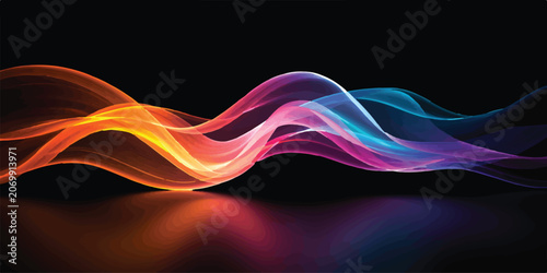 Billede på lærred Colorful abstract flowing light waves with abstract colorful background spectrum