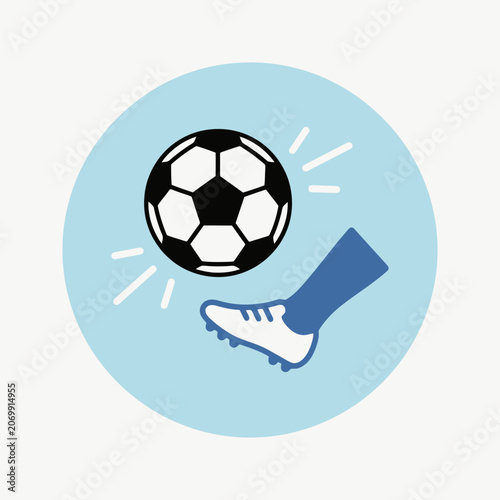 Fotografie A stylized illustration of a soccer ball being kicked by foot