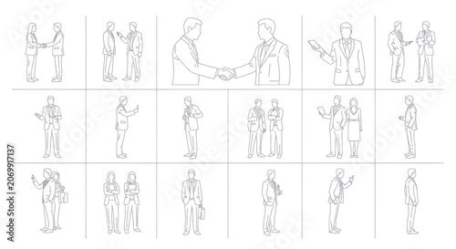 Obraz na płótnie Minimal Business People Line Art Icon Set