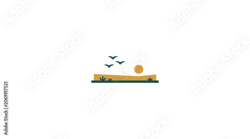 Minimalist Flat Design Landscape Vector Illustration