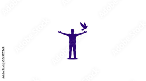 Person Releasing Bird Silhouette Vector Illustration