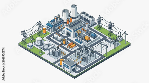 Tableau sur toile Industrial Oil Refining Plant Complex.