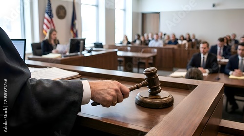Judge's Gavel in Courthouse - Justice and Legal Proceedings