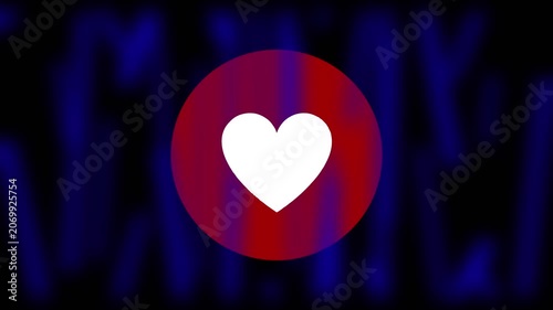 Pulsing heart animation with abstract blue and red light background, love romance pulse