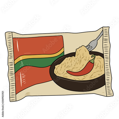 vintage instant noodle packet illustration