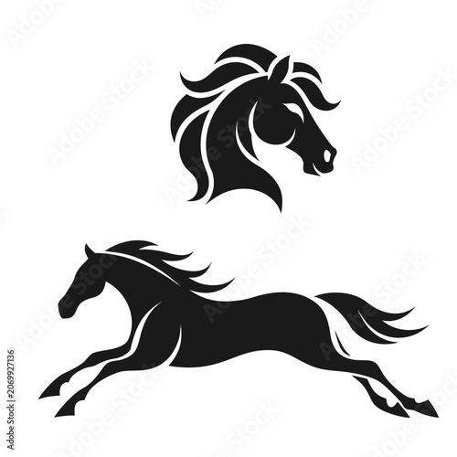 Obraz na plátně Premium Horse Animal Filled Icon Set, Modern Wildlife Symbols and Elegant Nature