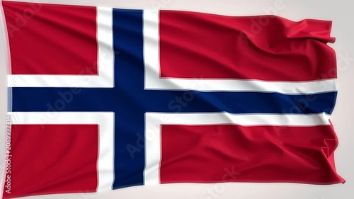 The Norwegian flag waving proudly in the wind.