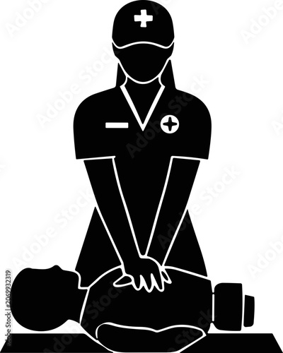 Nurse Performing CPR on Patient Icon