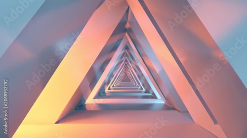 Abstract Pink and Blue Tunnel Stock Video with Triangle Shape in Perspective