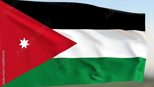 Jordanian flag waving in the wind.