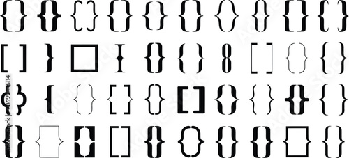 Fotografia Text bracket, symbols set, parentheses and braces vector design including boxes for quoting text punctuation and typography elements