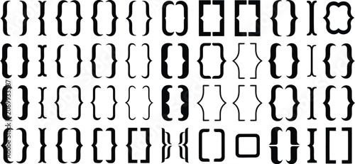 Obraz na płótnie Text bracket, symbols set, curly braces and parenthesis icons for quotation marking punctuation design and typography layout elements