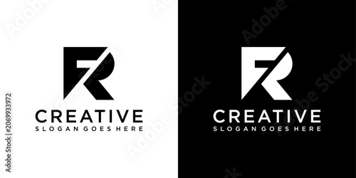 FR of RF initial letter logo design vector template