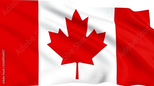 The Canadian flag waves proudly in the wind, a symbol of national identity and freedom.