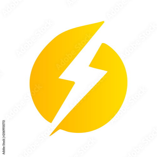 Yellow lightning bolt circle sign