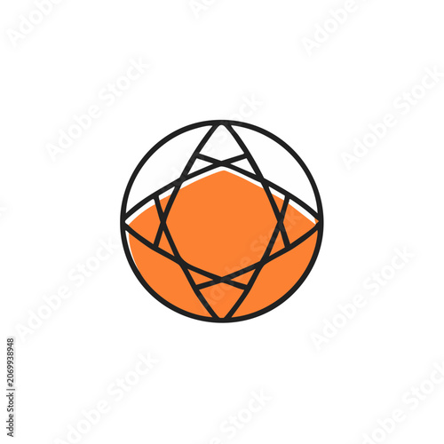 Abstract geometric mountain icon in flat design