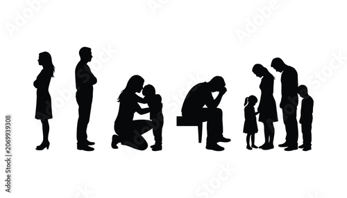 Tableau sur toile Family Generations Silhouette Vector Illustration Flat Design