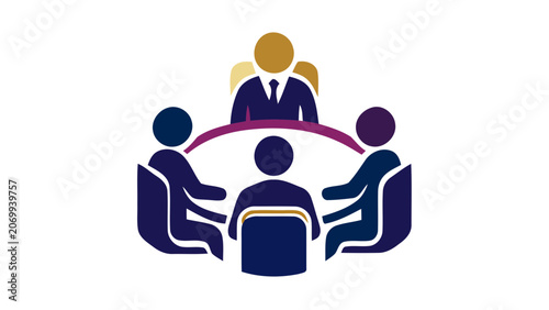 Business meeting round table conference corporate icon with business conference corporate management discussion leadership professional colleague collaboration strategy executive agreement