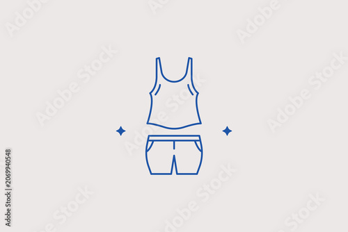 Konstfotografi Women summer tank top and shorts set line icon for active beachwear boutique, tropical holiday resort apparel store
