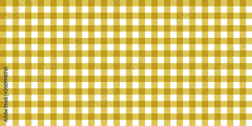 Seamless mustard yellow and white gingham check pattern background. Classic geometric checkered texture for textile design.