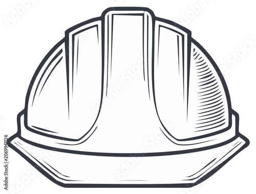 Construction safety helmet graphic illustration line art for construction industry protection