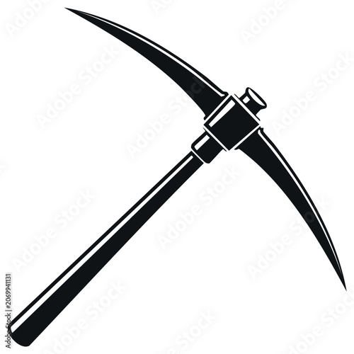 Black Silhouette of a Double Sided Mining Pickaxe Tool