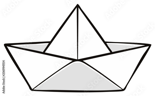 Simple Paper Boat Illustration Origami Folded Ship Outline Icon