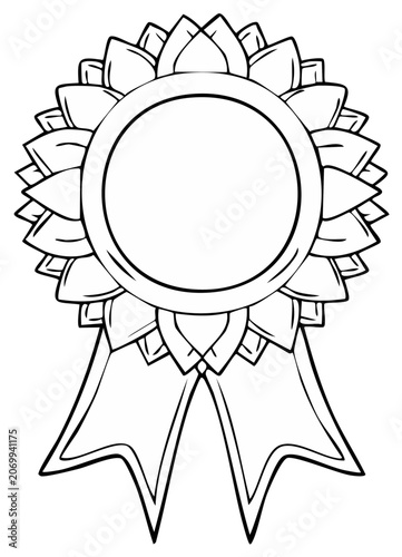 Award ribbon with blank circle for text and flowing ribbon tails