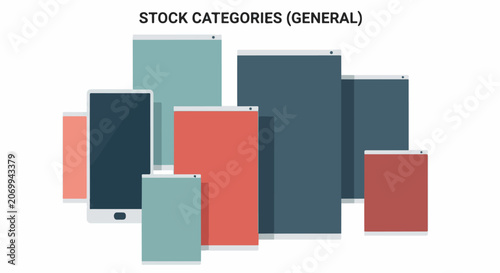 Colorful rectangles and squares in various sizes and shades on white background