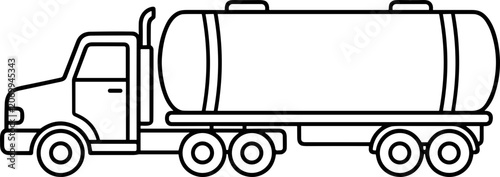 Tableau sur toile Outline illustration of a tanker truck, conveying liquids or gases for transport