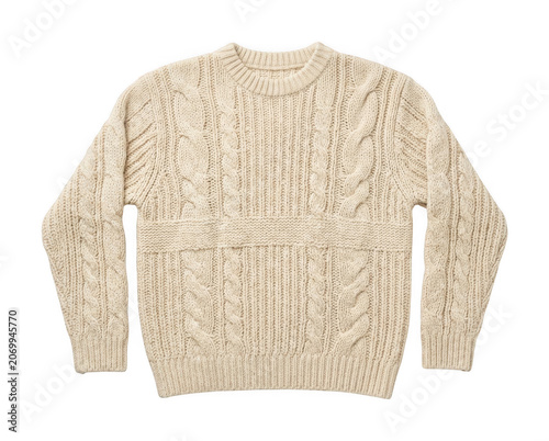 Φωτογραφία cozy cream sweater png warm wool sweater png knit sweater png cable knit isolate