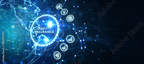 Business, Technology, Internet and network concept. Quality Assurance service guarantee standard. 3d illustration