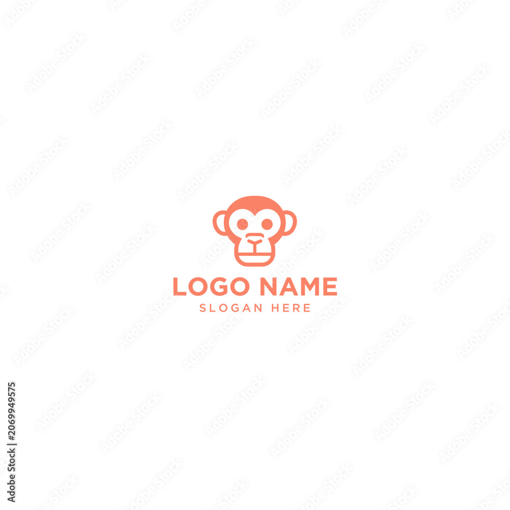 Obraz premium Minimalist Monkey Face Logo Icon Design