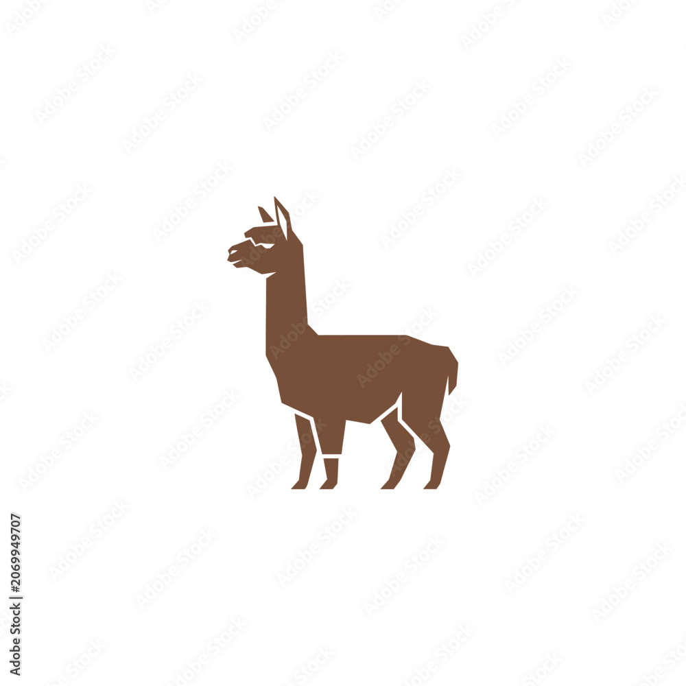 Fototapeta premium Minimalist Brown Llama Silhouette Icon