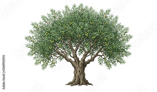 Green Olive Tree Vector Illustration Isolated on White Background with Garden Plant Concept